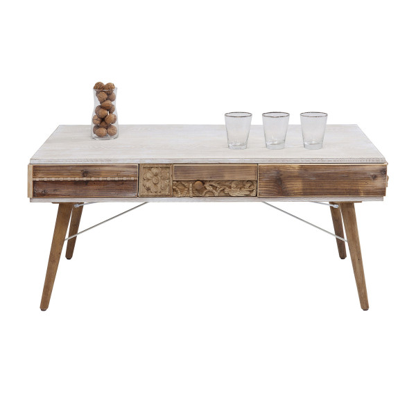 Kare Design Davos Witte salontafel met hout 83758 LUMZ