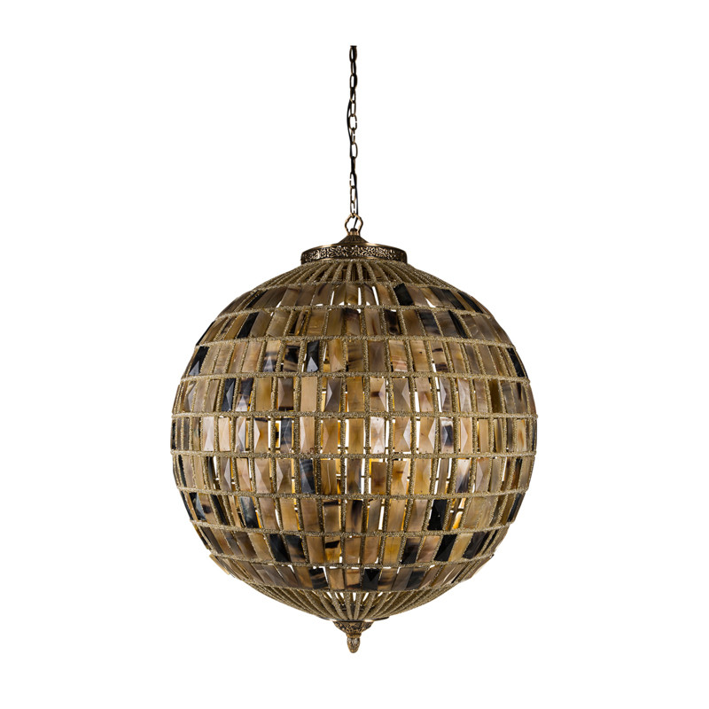 PTMD Sparkle Ronde hanglamp van bruin glas Large 665845 LUMZ