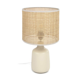 Tafellampje beige met bamboo