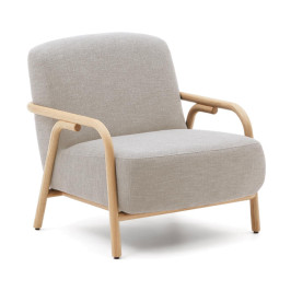 Design fauteuil met houten armleuningen
