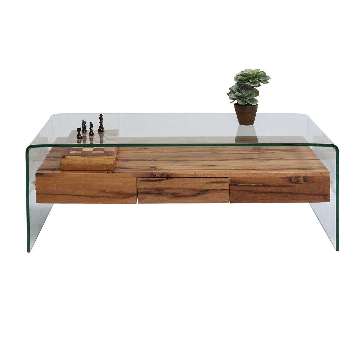 Kare Design Modern Nature Salontafel glas en hout 83856 LUMZ